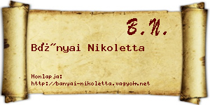 Bányai Nikoletta névjegykártya